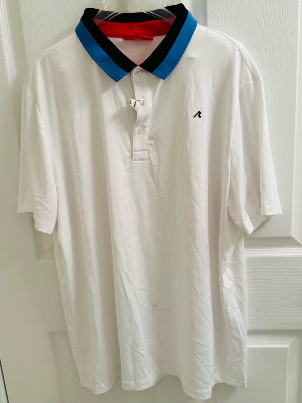 Men's White Polo Shirt with Blue Trim